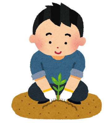植樹をしているイラスト